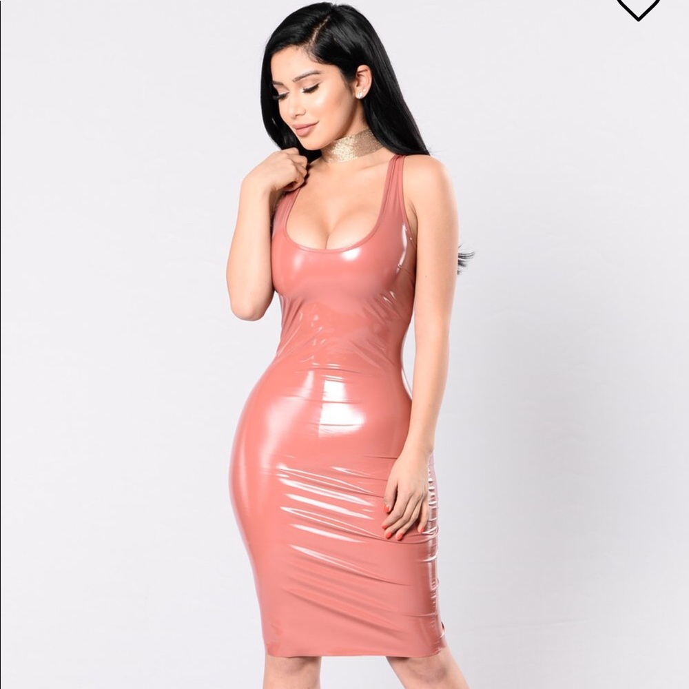 Fashion Nova Pink Latex Dress